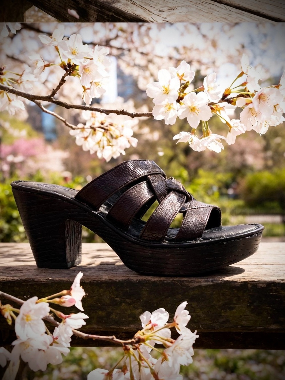 Born Women’s Black Leather ‘Dena’ Platform Sandal Heel - Picture 11 of 11